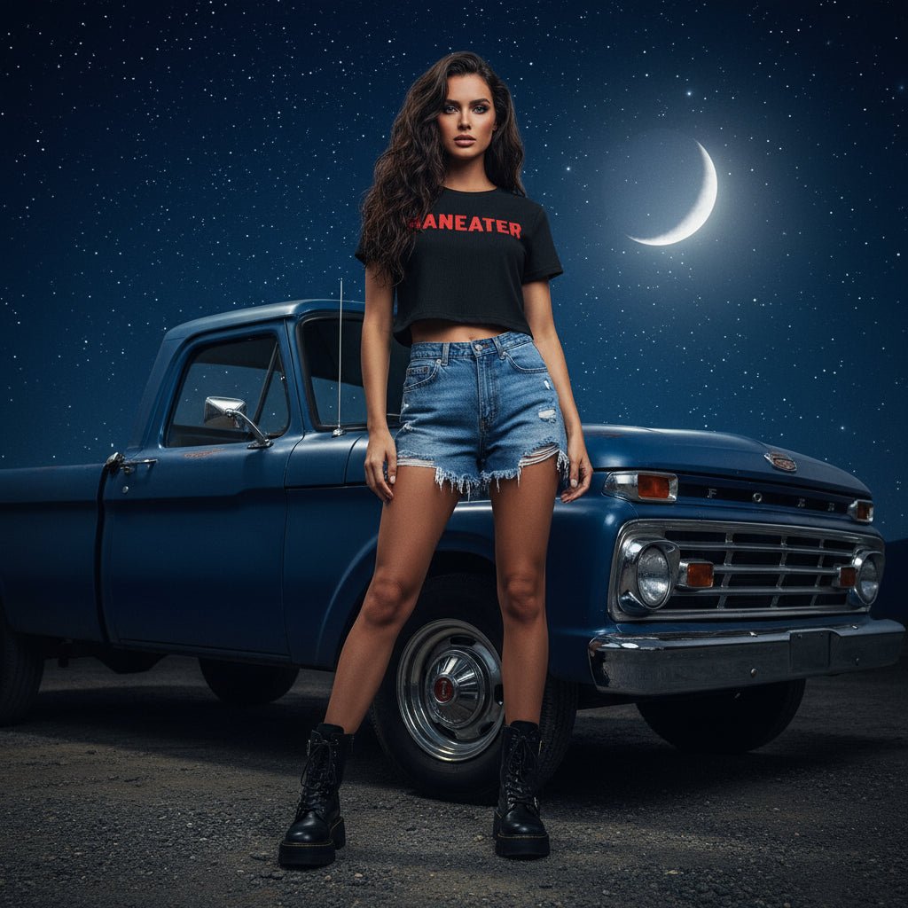 Women's "MAN EATER" fitted Crop Top Size/ XL