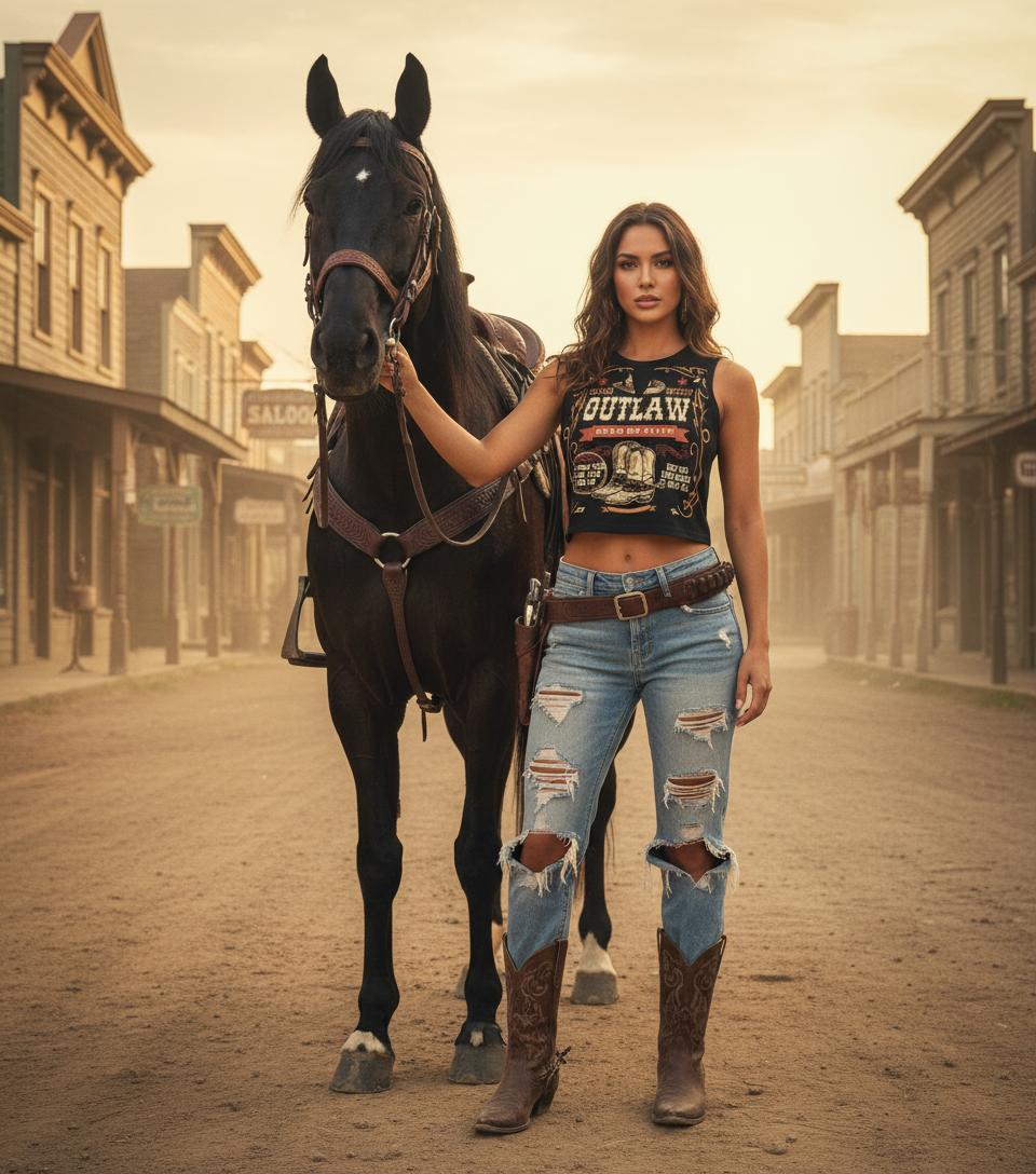 Women's "OUTLAW" Sleeveless Cropped Top Size/ M