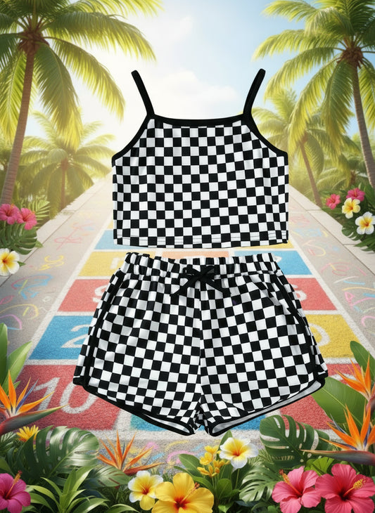 Girl's Checkerboard 2-peice set Size/ 10-11