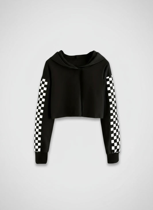 Girls Cropped Checker Long Sleeve Hoodie Size/ 9