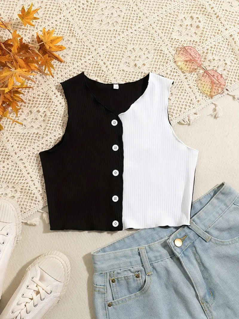 Girls' Color Block Sleeveless Shirt Size/ 10-11