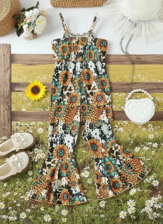 Girls western inspired Flare Bottom Romper Size/ 3-4