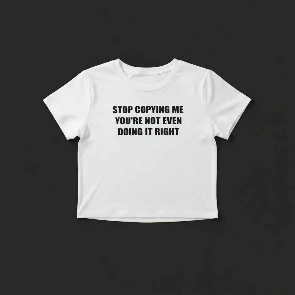 Women's "Stop copying me" Fitted crop Shirt Size/ XL