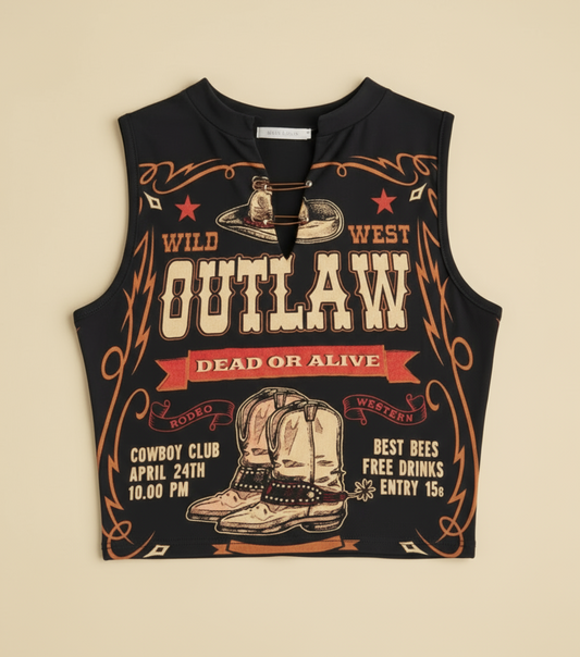 Women's "OUTLAW" Sleeveless Cropped Top Size/ M