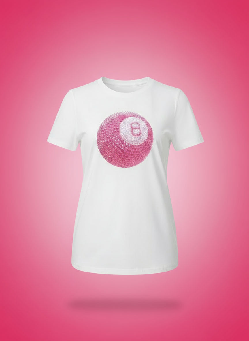 Women's Pink 8 Ball design T-shirt Size/ L