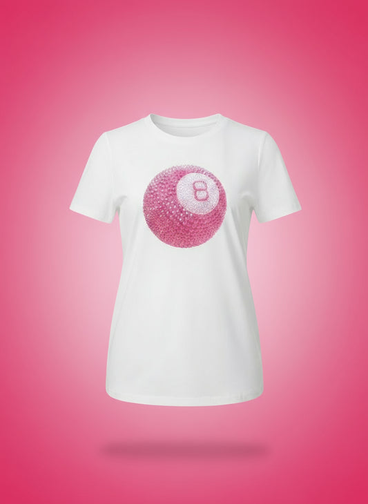 Women's Pink 8 Ball design T-shirt Size/ L