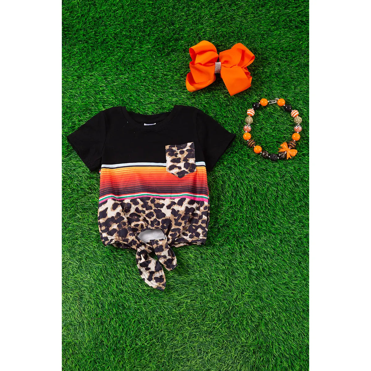 Girl's Leopard/ Striped Top Size/ 4-5