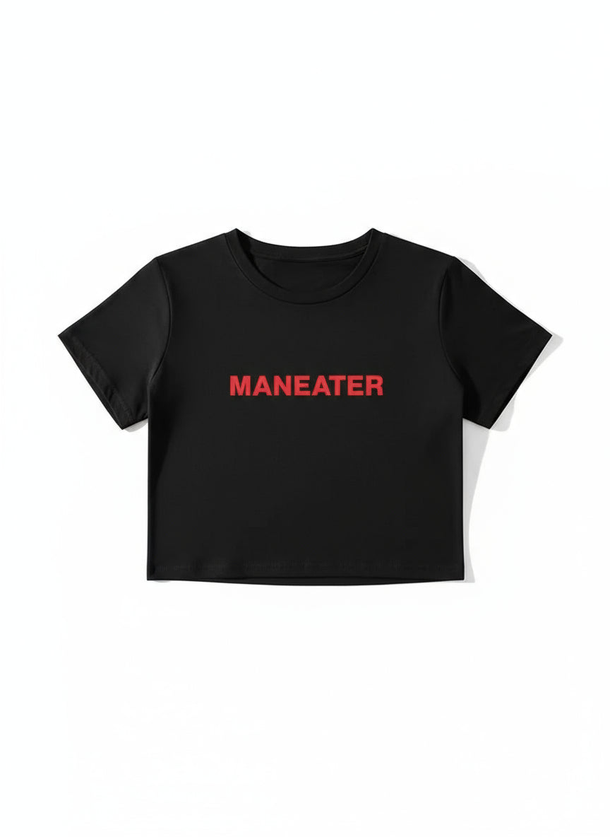 Women's "MAN EATER" fitted Crop Top Size/ L