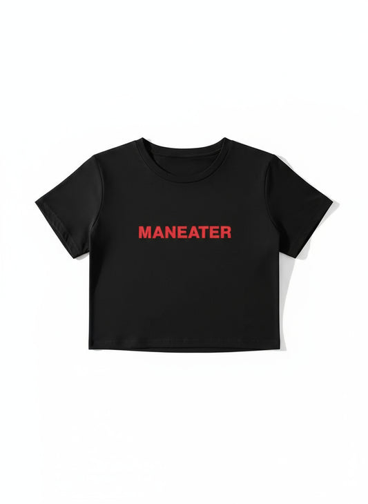 Women's "MAN EATER" fitted Crop Top Size/ L